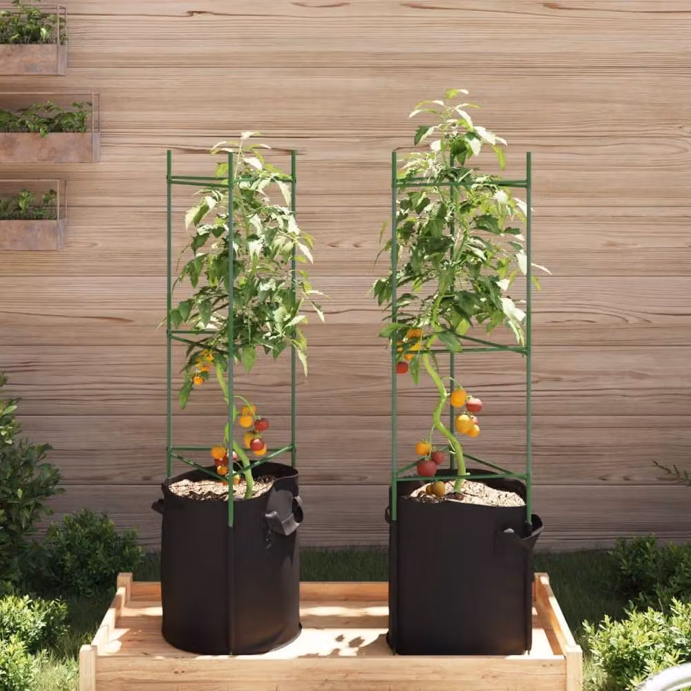 Berkfield Home Tomato Cage with Plant Bag, 2 Piece Set, Green Steel and Plastic, Height: 116 cm – 3