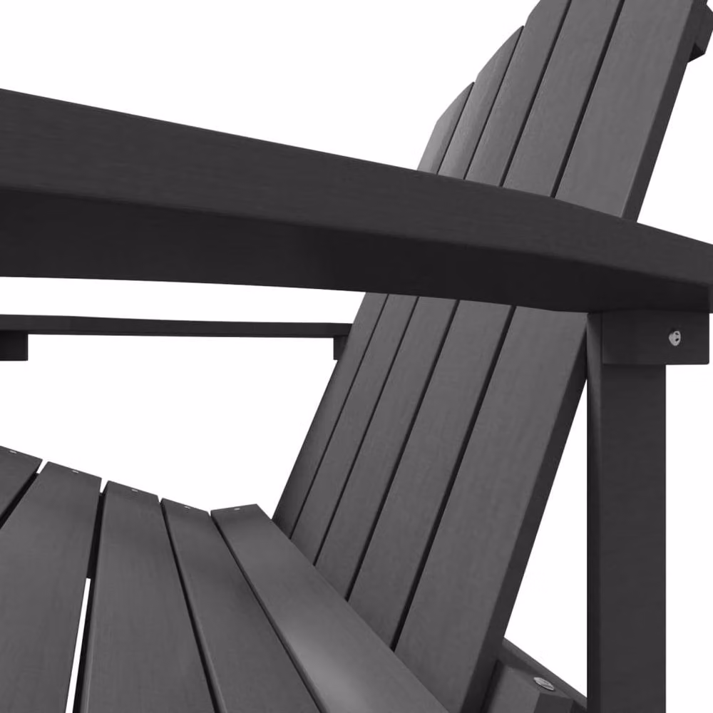 Berkfield Home Garden Adirondack Chair with Footstool in Anthracite Black HDPE Composite – 5
