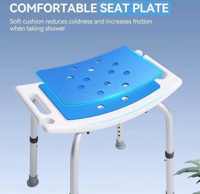 Kelvenix Adjustable Height Blue Plastic Shower Stool with Non-Slip Legs