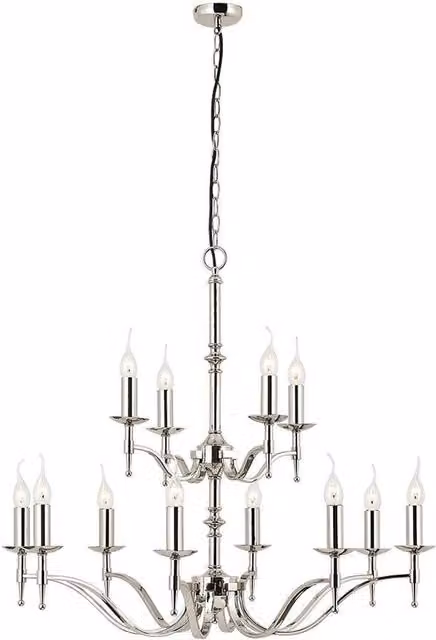 Interiors 1900 Stanford 12 Light Modern Chandelier in Silver and Grey with Polished Nickel Plate Finish and E14 Base