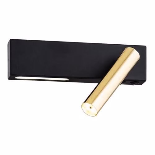 Argon Jasper Modern Reading Wall Light in Black and Brass with Warm White 3000K Light