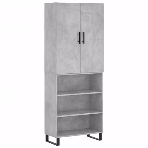 vidaXL Industrial Highboard in Grey with Hinged Doors and Internal Shelves, W/D/H: 69.5 x 34 x 180 cm – 1