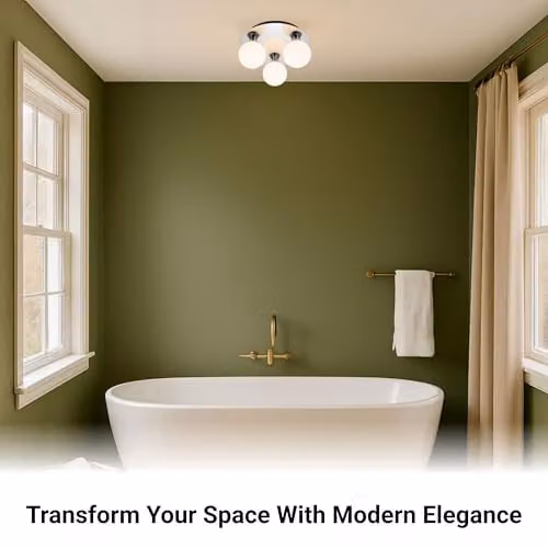 Cosylyte Bowen Classic 3 Light Bathroom Ceiling Flush Light with Opal Glass, Chrome, W/D/H: 25 x 25 x 13 cm, IP44, G9 LED Compatible – 7