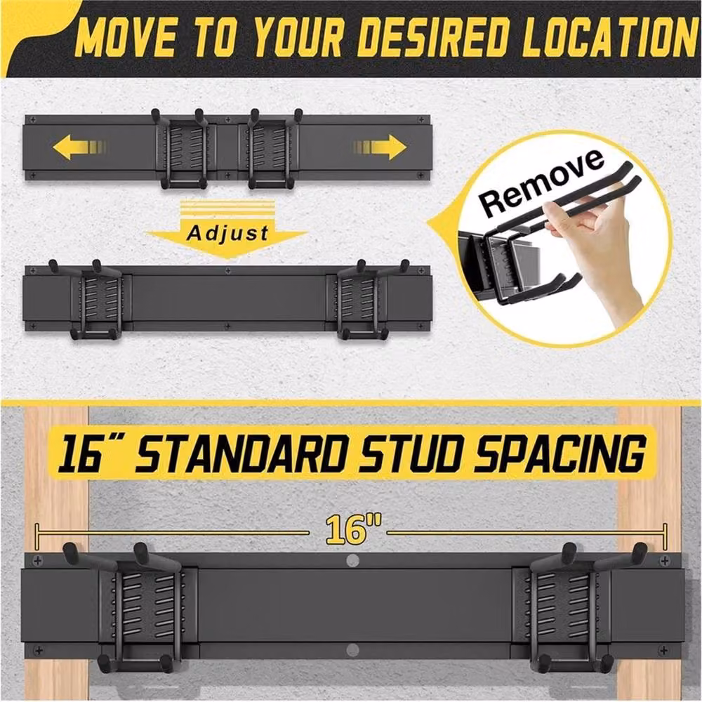 Nordara 3x Garage and Garden Tool Rack Shed Hooks in Black Steel, W: 100 cm, H: 90 cm – 4
