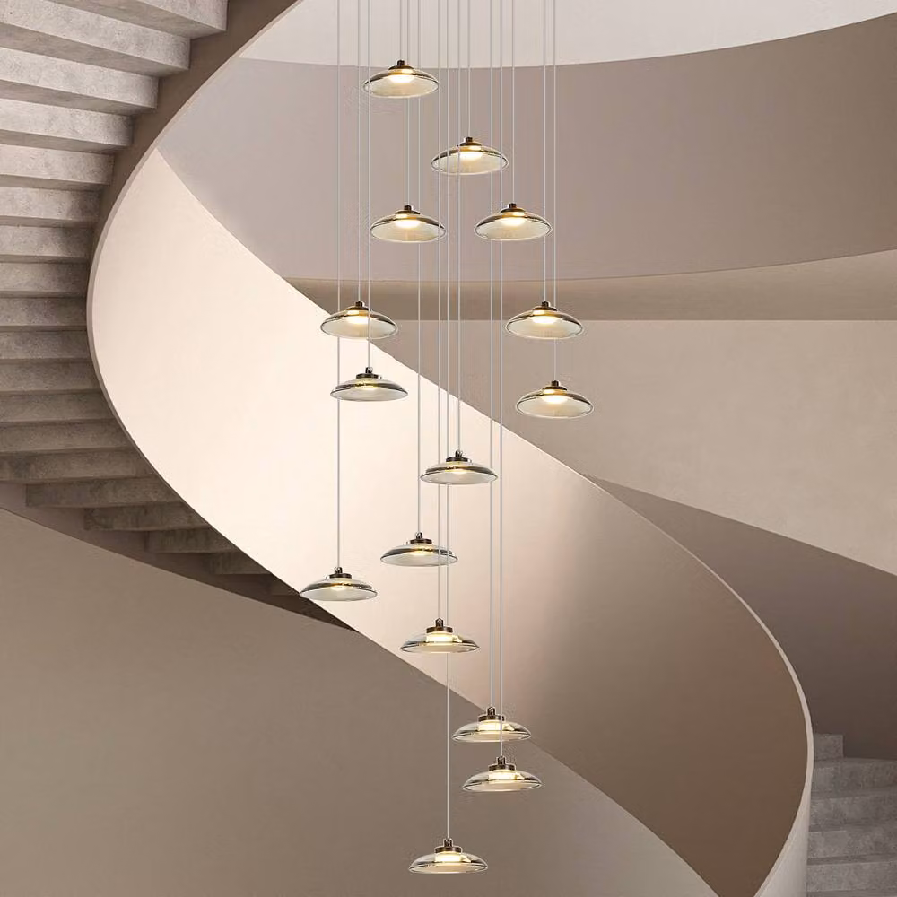 Garwarm 15 Light LED Dimmable Pendant Chandelier in Grey with Remote Control and Height Adjustment – 2