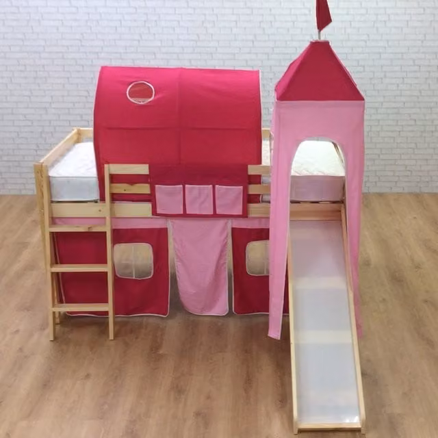 Comfy Living Single Pine Midsleeper Bed with Slide, W/D/H: 90 x 190 cm