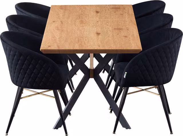 Life Interiors Vittorio Duke LUX Modern Rectangular Dining Set with Table and 6 Chairs in Black and Brown