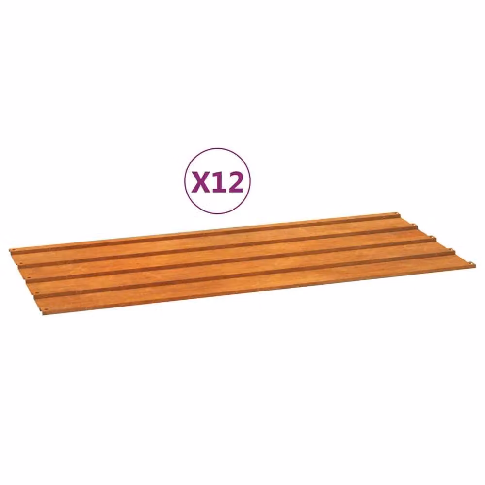 Berkfield Home 12-Piece Corrugated Corten Steel Roof Panels in Brown, W/H: 100 x 44 cm – 2