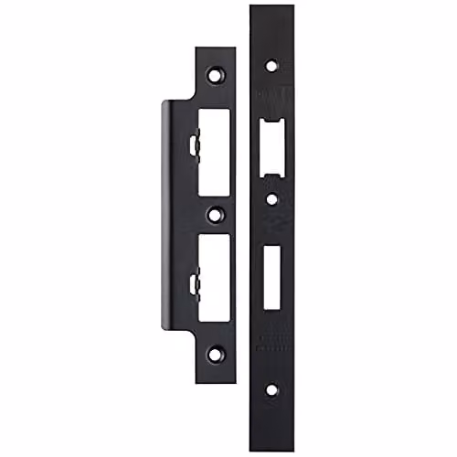 Loops Forend Strike and Fixing Pack for DIN Euro Sash and Bathroom Locks in Matt Black