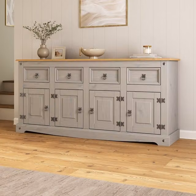 Mews Rustic Grey Painted Pine Sideboard