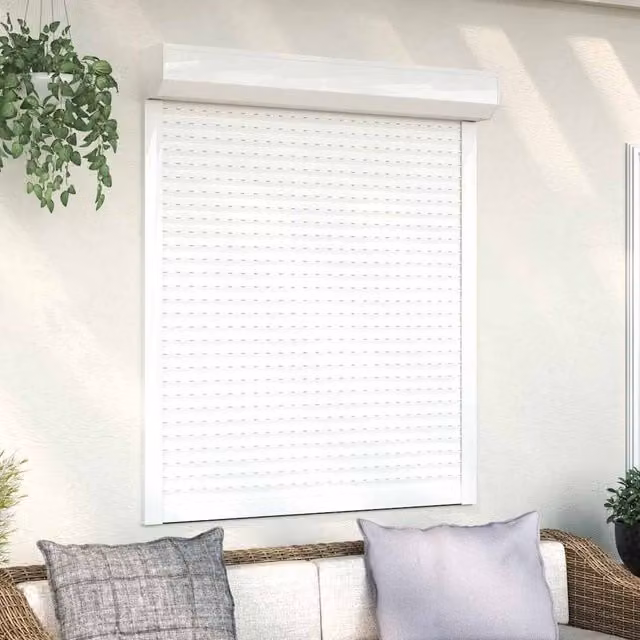 Berkfield Home Manual Aluminium Roller Shutter, White, W: 110 cm, H: 130 cm