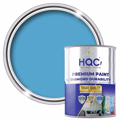 HQC Paints Barn Paint in Blue, 1 l, Quick-Drying Weatherproof Satin Gloss Wood Paint for Outdoor Furniture and Fences