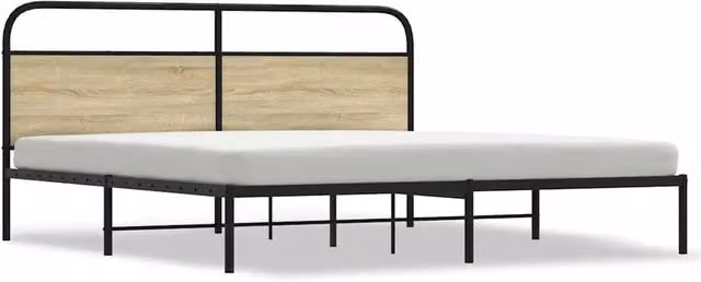 Berkfield Home Metal Bed Frame in Sonoma Oak Brown, W/D/H: 180 x 200 cm Super King – 1