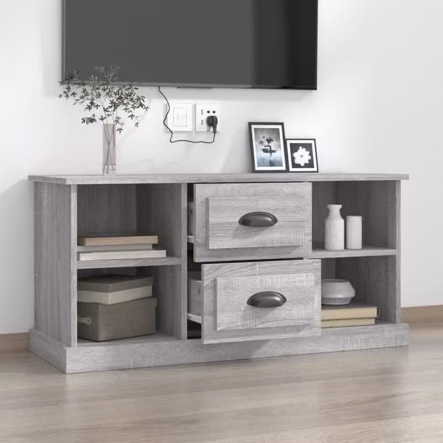 Berkfield Home Modern Grey Sonoma TV Cabinet in Matt Engineered Wood W/D/H: 99.5 x 35.5 x 48 cm