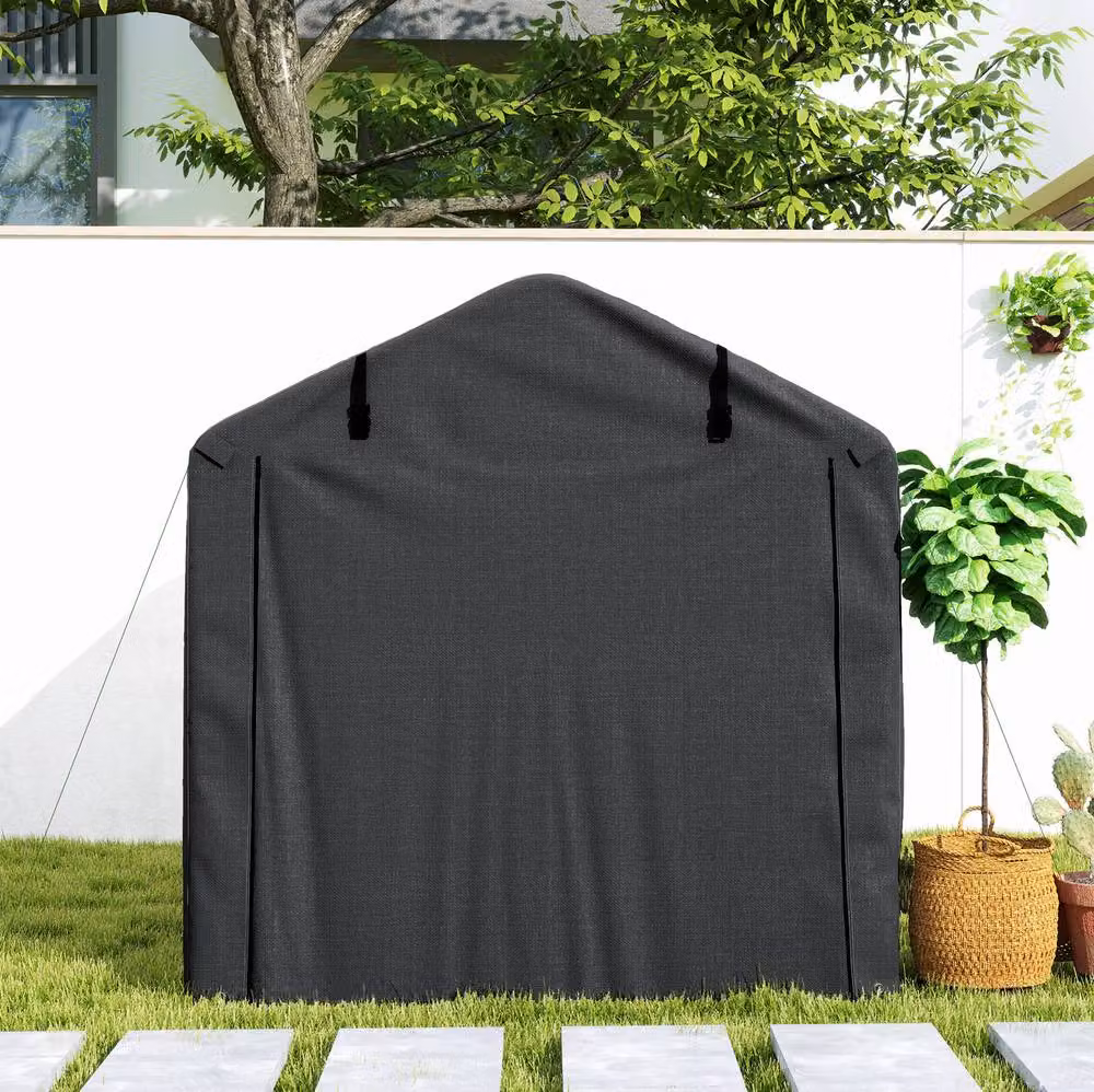 STILVORA Garden Storage Shed with Roll-up Door, Black – 8