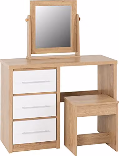 Seconique Seville 3 Drawer Dressing Table Set in White Gloss – 2