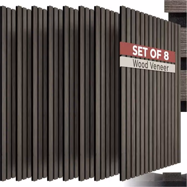 tectake Sonic Wall IV Acoustic Panels in Wood Look MDF, Grey and Brown