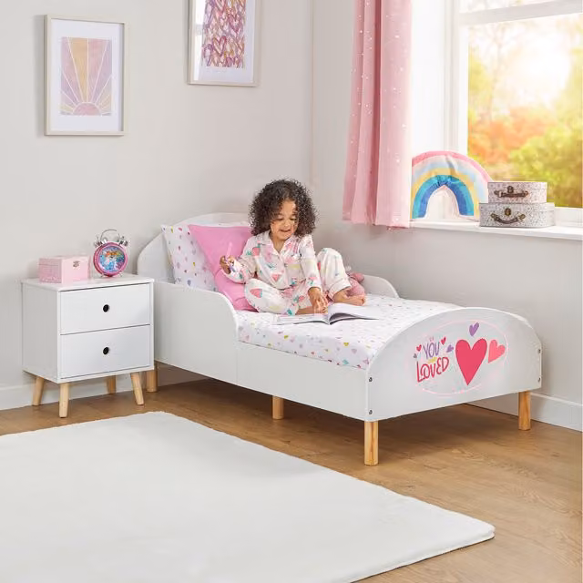 Liberty House Toys White Solid Wood Toddler Bed for Children