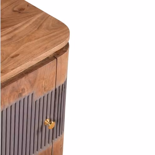 Indian Hub Acacia Wood Bedside Table, Brown, W: 50 cm, D: 50 cm, H: 60 cm – 3