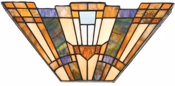 Netlighting Inglenook 2 Light Tiffany Wall Uplighters in Multicolour Glass with E14 Base