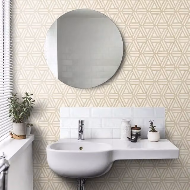 Arthouse Scandinavian Geometric Abstract Wallpaper in Beige and Orange Matt Finish