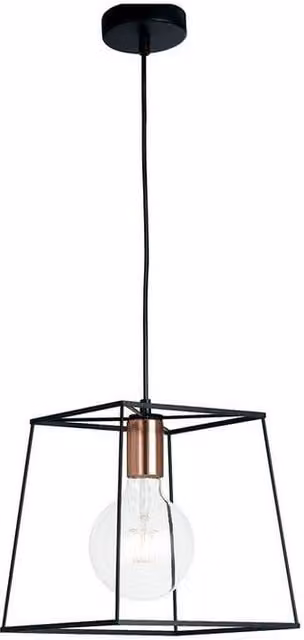 Netlighting Harlem Wire Frame Pendant Ceiling Light in Black, W/D/H: 25 x 25 x 20.5 cm