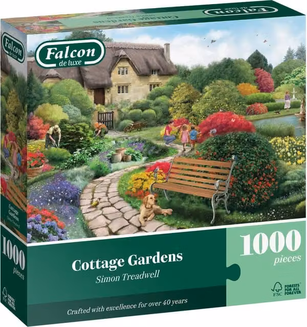 Falcon de Luxe Cottage Gardens 1000 Piece Jigsaw Puzzle in Multicolour and Yellow