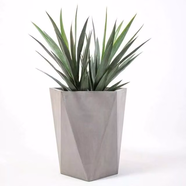 Primrose Tavolino Patina Large Flared Geometric Ceramic Planter in Grey