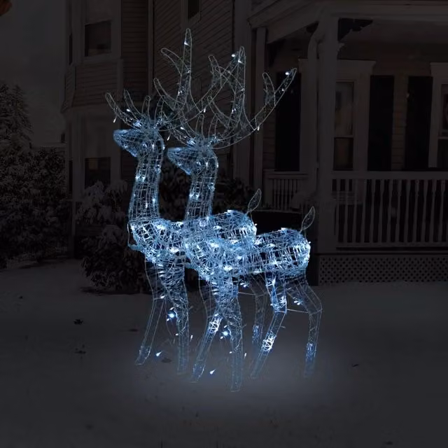 Berkfield Home Acrylic Reindeer Christmas Decorations, 2 Pack, Cold White, Height: 120 cm