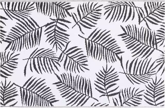 Berkfield Home Outdoor Floral Carpet in White and Black, W: 160 cm, D: 230 cm