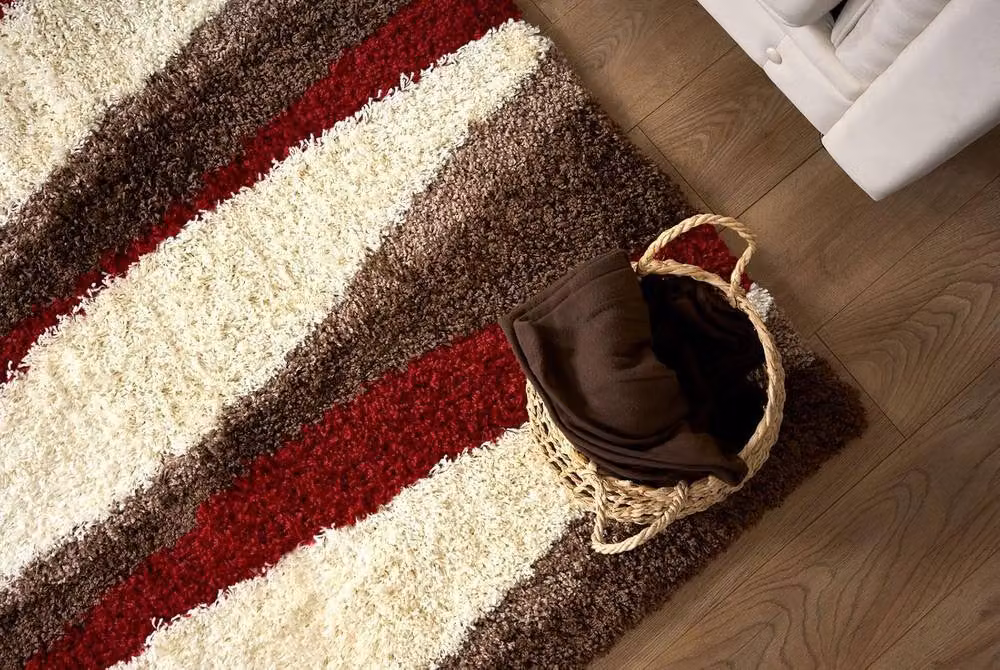 Bravich LTD Abstract Wave Shaggy Area Rug in Red and Multicolour, W: 160 cm, D: 230 cm, Pile Height: 5 cm – 7