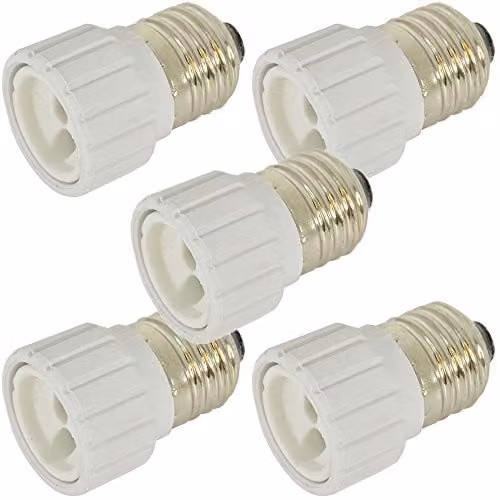 Loops 5x E27 Edison Screw to Mini GU10 Bayonet LED Spot Light Bulb Socket Adapter Converter in White