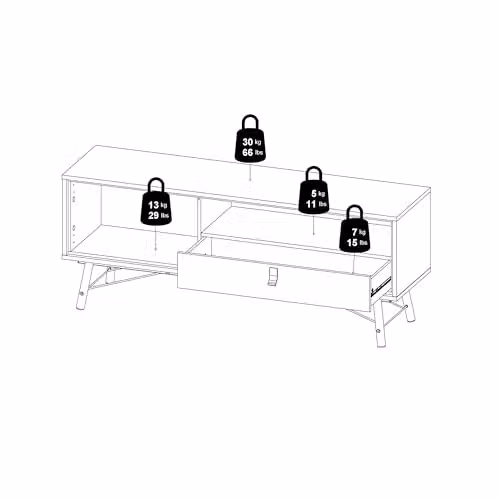 Furniture To Go Ry Modern Black Lacquered TV Unit with 1 Door and 1 Drawer, W/D/H: 150.29 x 40.1 x 59.59 cm – 6