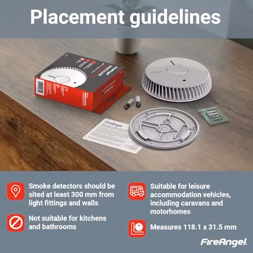 FireAngel FA6615-R White Optical Smoke Alarm with 10-Year Battery – 4