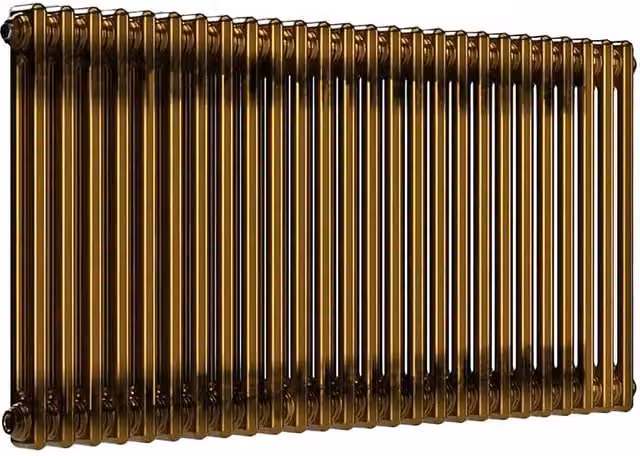Lux Heat 2-Column Horizontal Wall Mounted Steel Radiator in Gold and Brown, W: 119 cm, H: 60 cm