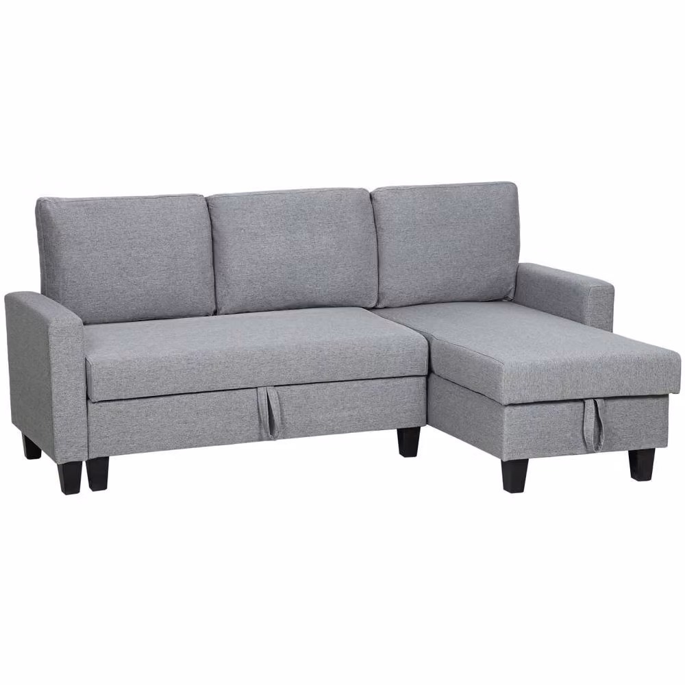 Wyld Haus Fima 3 Seater Fabric Sofa Bed in Grey with Reversible Chaise and Storage, W/D/H: 197 x 129 x 85 cm – 2