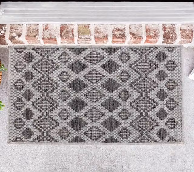 Desire Rugs Modern Grey Machine Woven Rectangular Kilim Rug, W: 50 cm x D: 50 cm