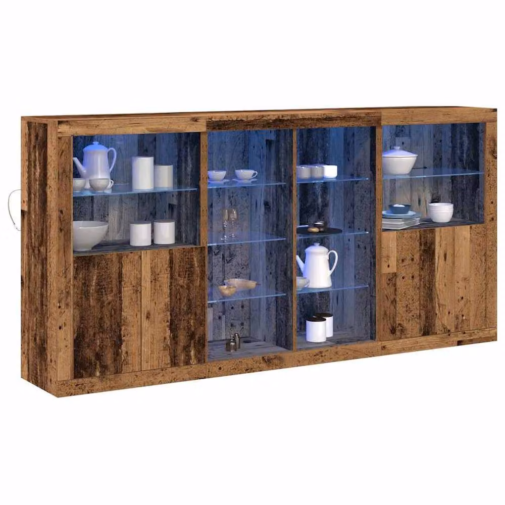 Berkfield Home Rustic Brown Sideboard with Integrated LED Lights, W/D/H: 202 x 37 x 100 cm – 3