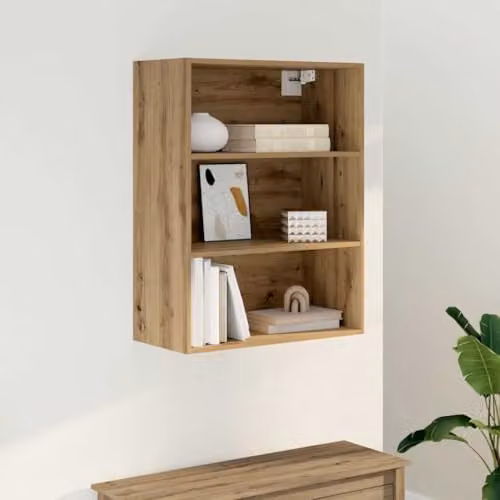 vidaXL Modern Hanging Wall Cabinet in Artisan Oak, Brown, W: 69.5 cm, D: 32.5 cm, H: 90 cm – 2