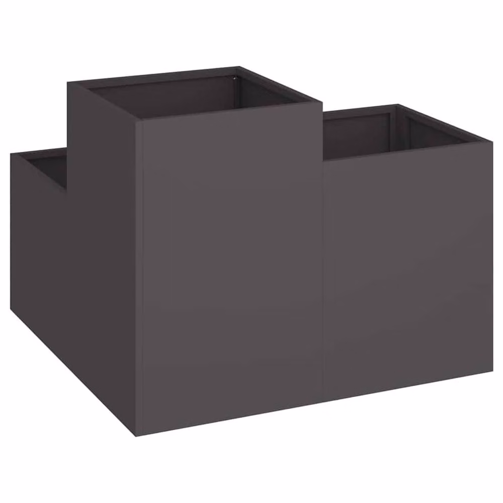Berkfield Home Garden Planter Tub in Black Steel, W/D/H: 100 x 100 x 60 cm – 3