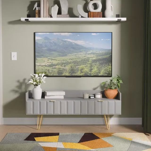 2 U Metro Ready Assembled Modern 2 Drawer Coffee TV Unit in Grey and Gold – 1