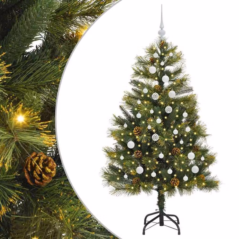 Berkfield Home Realistic Artificial Hinged Christmas Tree with Cones, Green, Height: 150 cm – 3