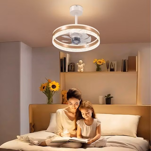HOMCOM Modern LED Ceiling Fan Light with Remote Control, Dimmable CCT and Timer in Gold/Brass