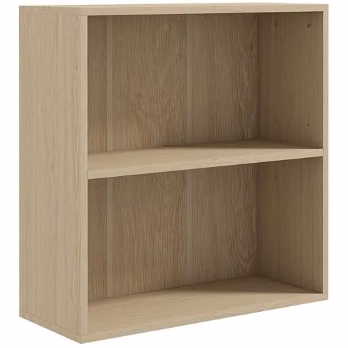HOMCOM 2 Tier Bookshelf with Adjustable Shelves and Back Panel in Brown Wood Finish