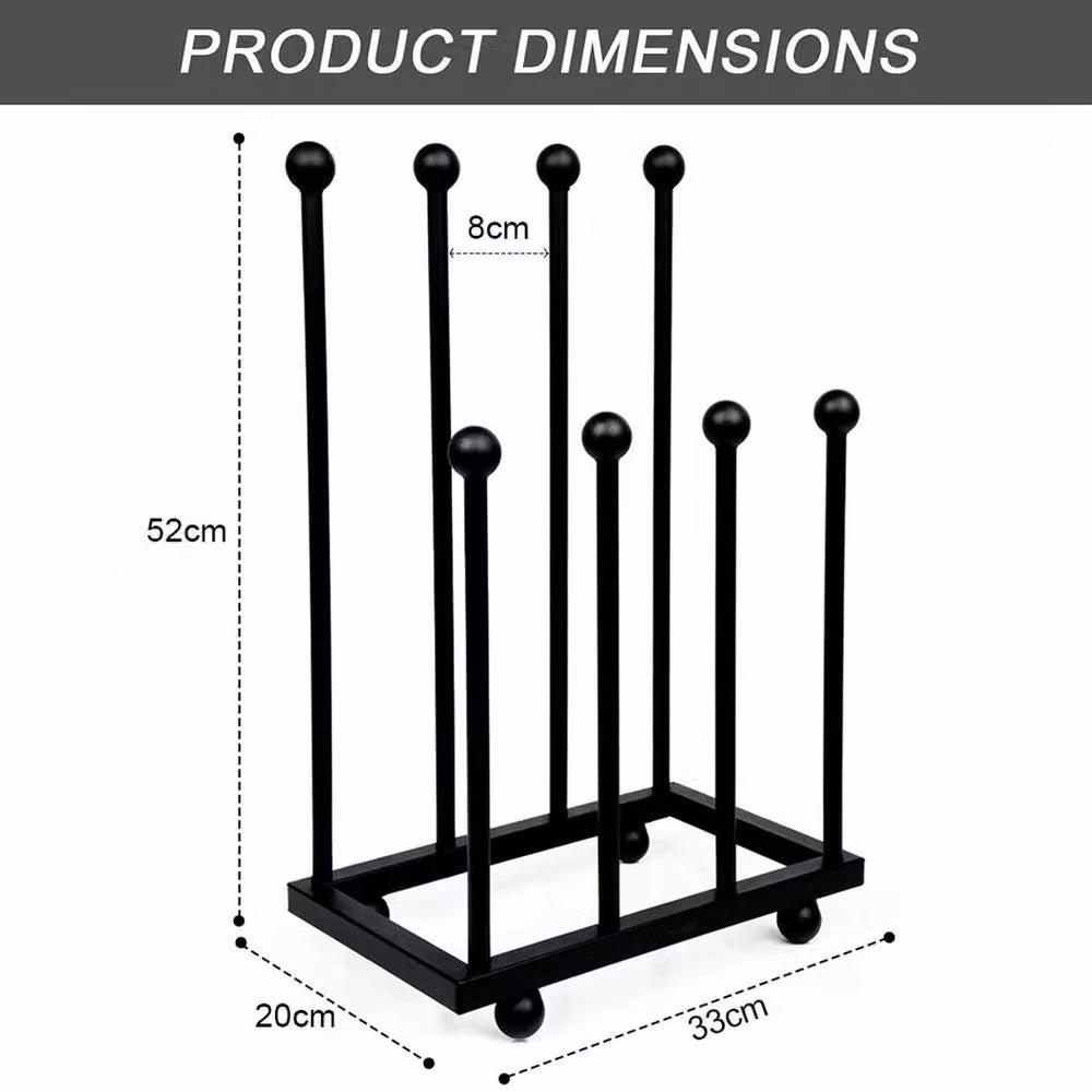 EONLION Black Metal Freestanding Shoe Rack for 4 Pairs of Boots, W: 50 cm – 2