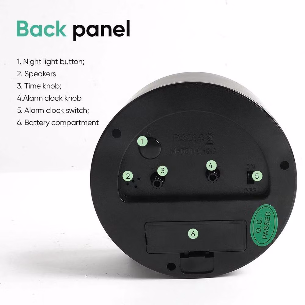 KORVIXA Silent Luminous Bedside Alarm Clock, Black, W/D/H: 100 x 100 x 100 cm – 3