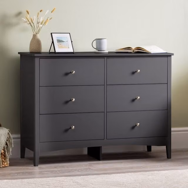 Christow Modern 6 Drawer Chest of Drawers in Black