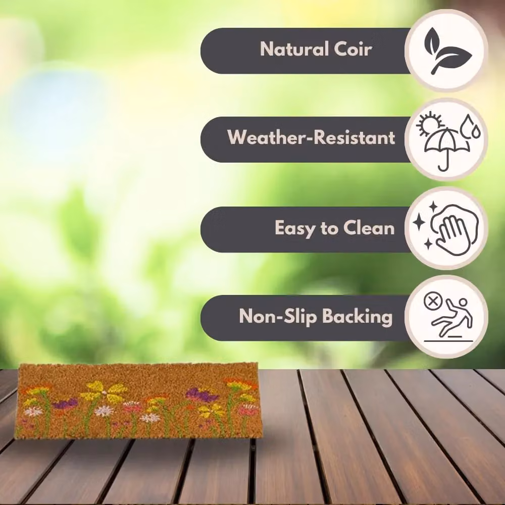 Marco Paul Multicoloured Floral Coir Doormat Insert, Diameter: 100 cm – 5