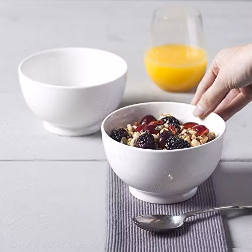 WM Bartleet & Sons 1750 Set of 2 White Porcelain Individual Soup, Cereal, Rice, Noodle and Salad Bowls, Diameter: 14 cm – 4
