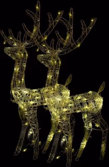 Berkfield Home Acrylic Reindeer Christmas Decorations, 2 Pack, Warm White and Multicolour, Height: 120 cm